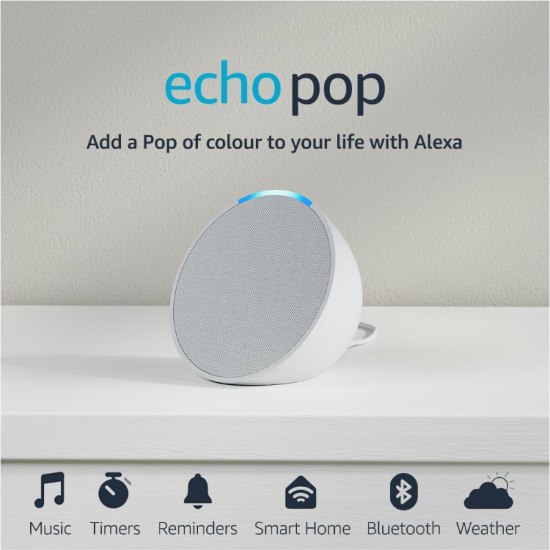 Amazon Echo Pop Smart Speaker - Glacier White