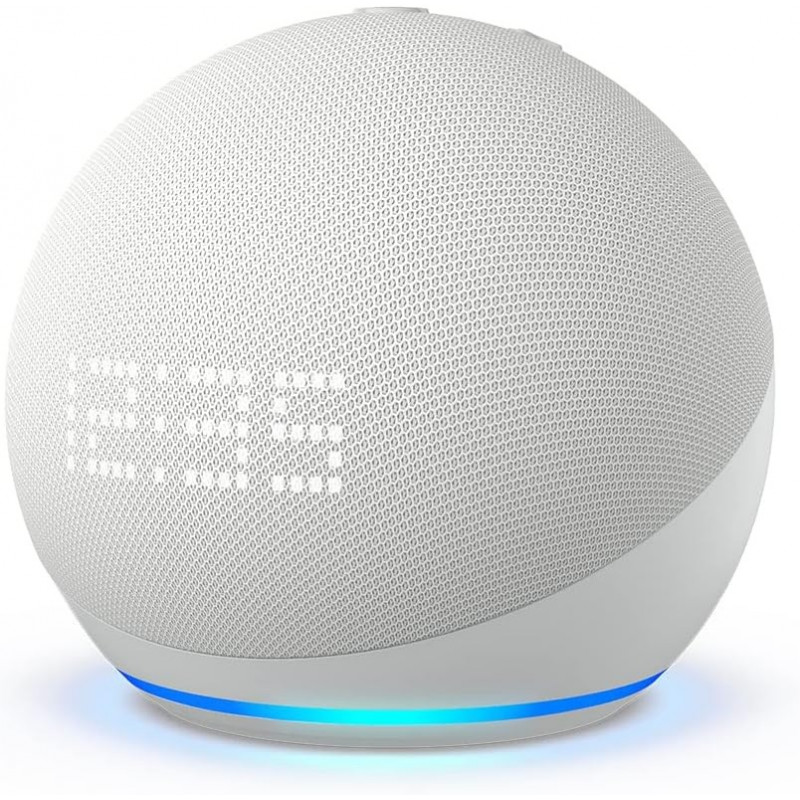 Amazon Echo Dot (5th Generation) with Clock - Glacier White