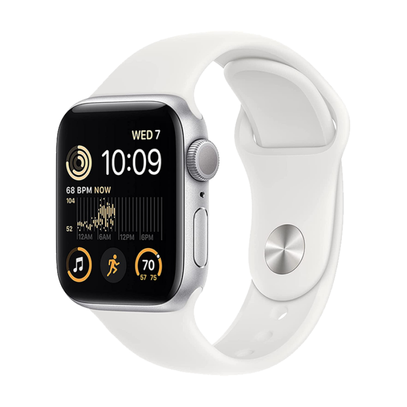 Apple Watch SE 2022 2nd Generation (GPS, 44mm) - Silver Aluminium Case with S/M White Sport Band