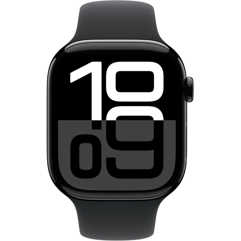 Apple Watch Series 10 (GPS, 46mm) - Jet Black Aluminium Case with M/L Black Sport Band