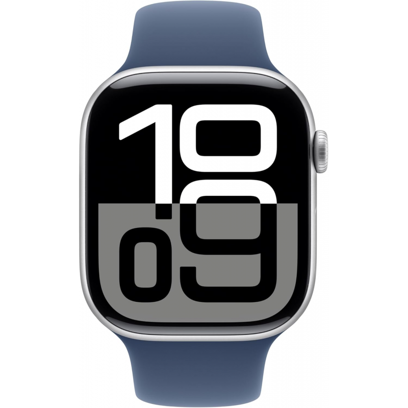 Apple Watch Series 10 (GPS, 42mm) - Silver Aluminium Case with M/L Denim Band