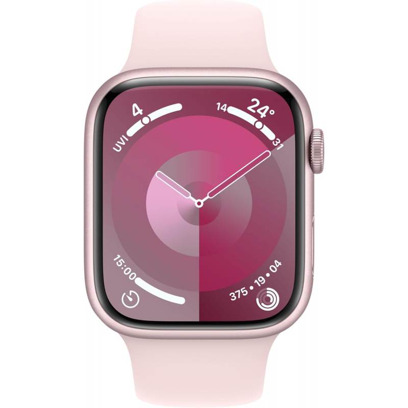 Apple Watch Series 9 (GPS, 41mm) - Pink Aluminium Case with M/L Light Pink Sport Band