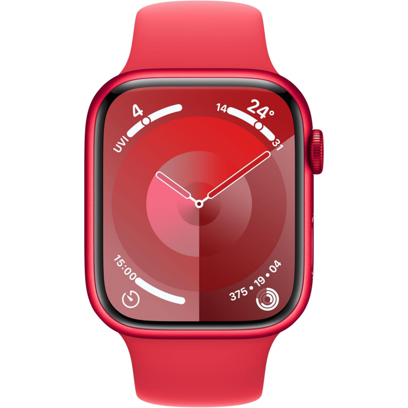 Apple Watch Series 9 (GPS, 45mm) - Red Aluminium Case with S/M Red Sport Band