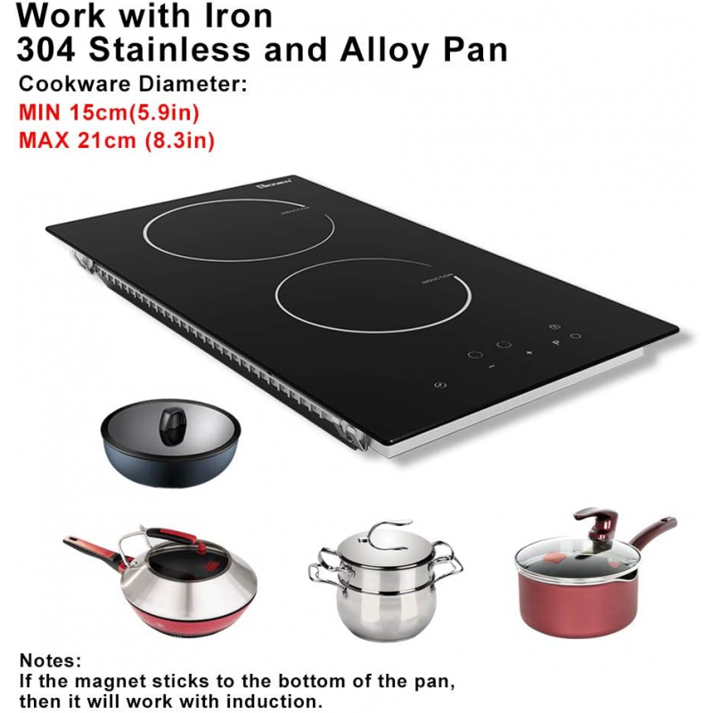 GIONIEN Domino Induction Hob, 30 cm Built-in Electric Cooktop