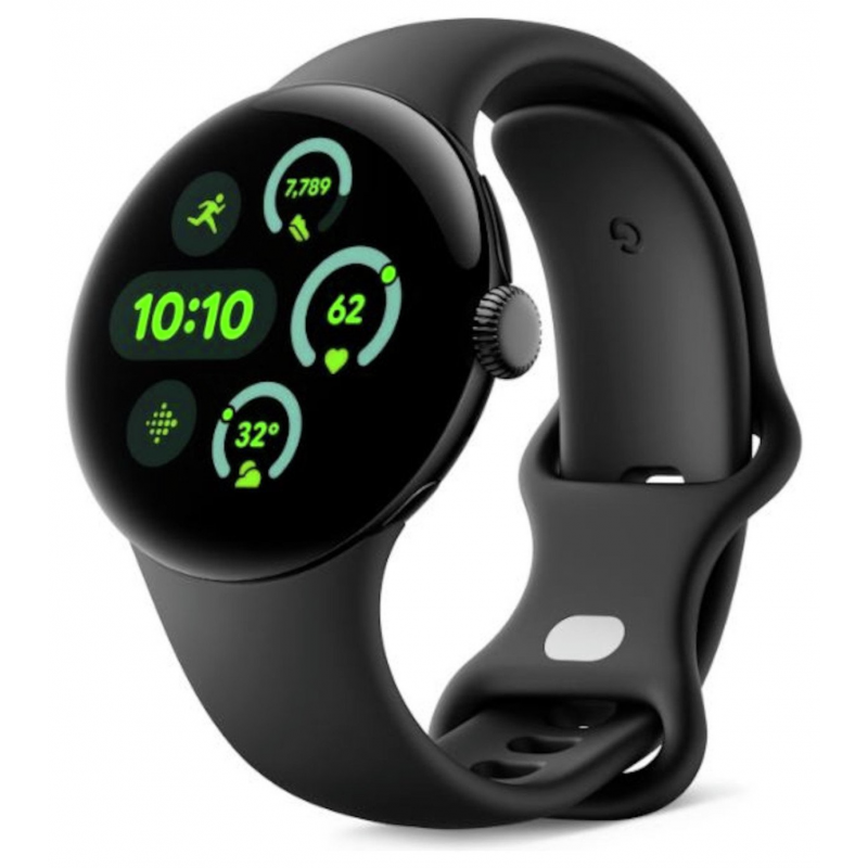 Google Pixel Watch 3 Wi-Fi (45mm) - Matte Black Aluminium Case with Obsidian Active Band