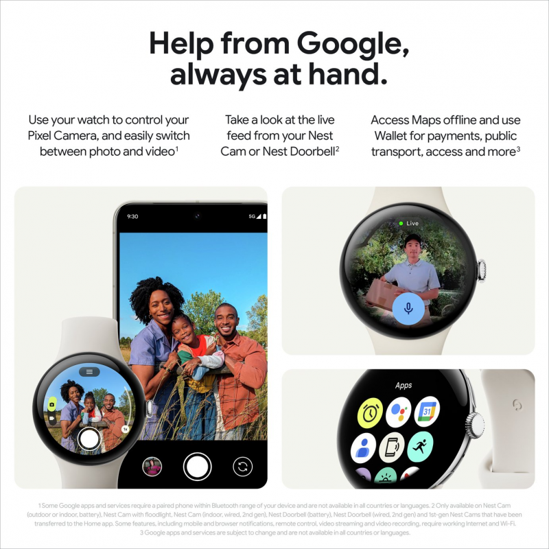 Google Pixel Watch 3 Wi-Fi (45mm) - Polished Silver Aluminium Case/Porcelain Active Band