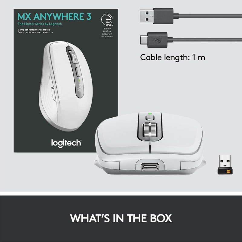 Logitech MX Anywhere 3 Compact Performance Mouse - Pale Grey