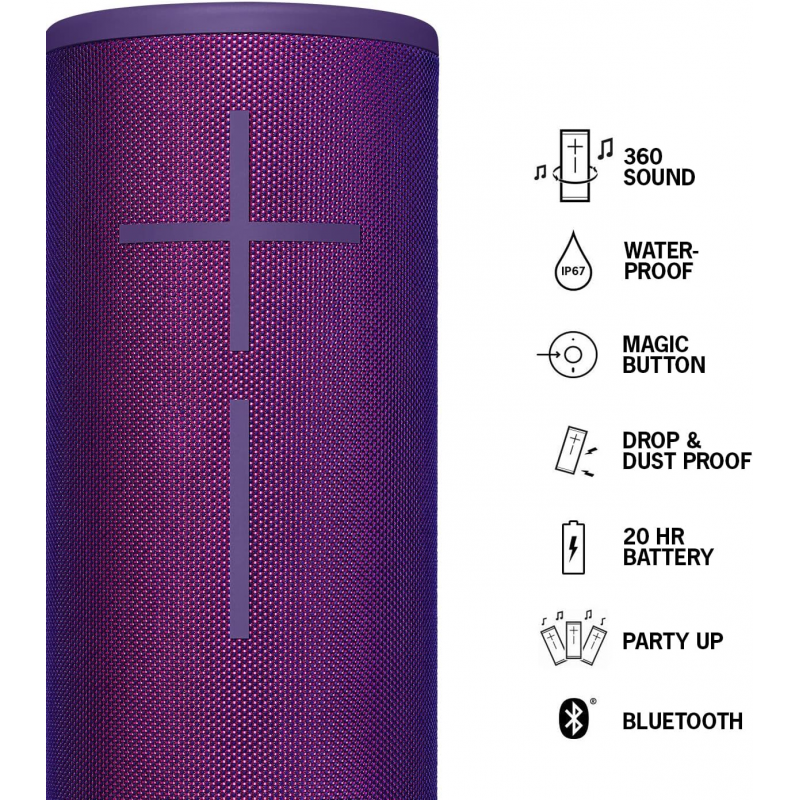 Logitech Ultimate Ears MegaBoom 3 Bluetooth Speaker - Purple