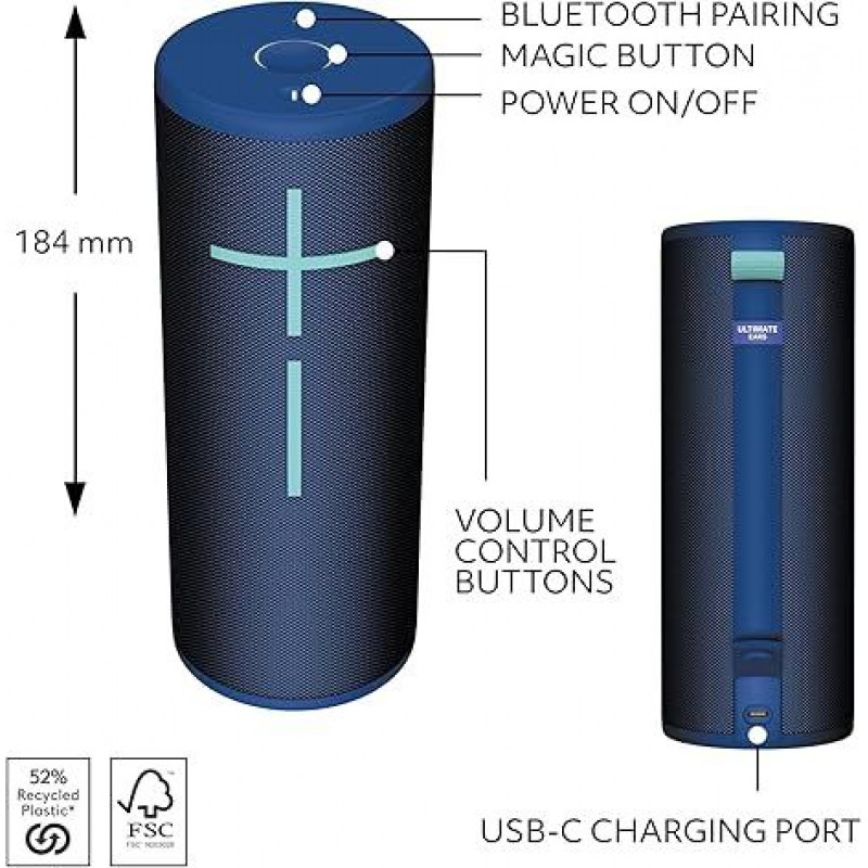 Logitech Ultimate Ears MEGABOOM 4 Portable Waterproof Bluetooth Speaker - Cobalt Blue