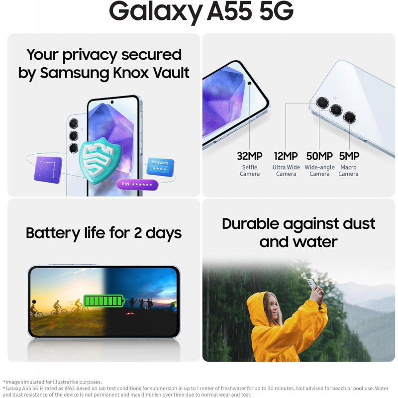 Samsung Galaxy A55 5G Smartphone (Dual-SIMs, 8+256GB) - Awesome Lilac