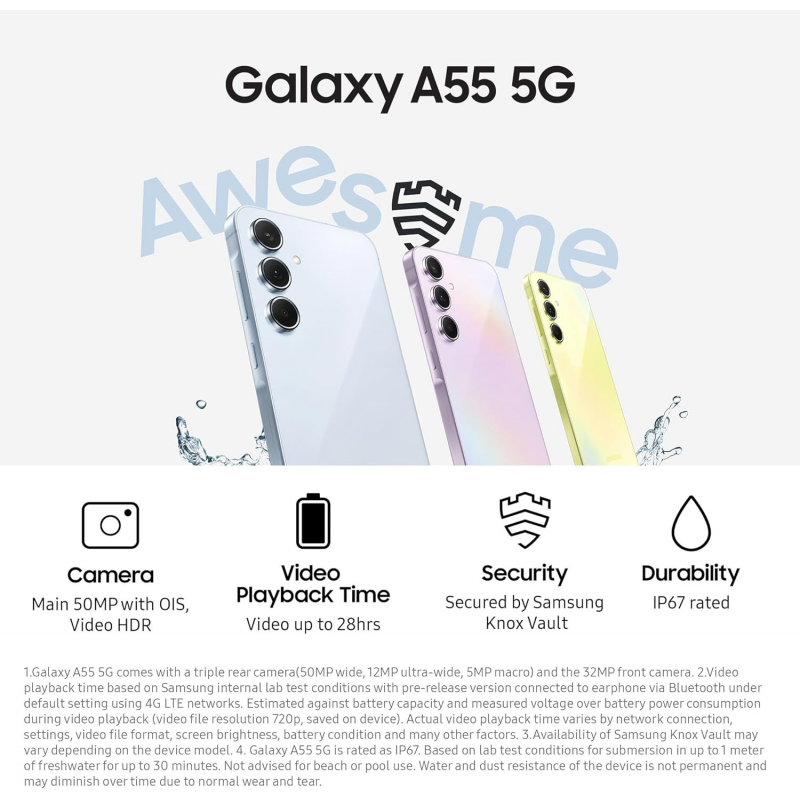 Samsung Galaxy A55 5G Smartphone (Dual-SIMs, 8+256GB) - Awesome Navy