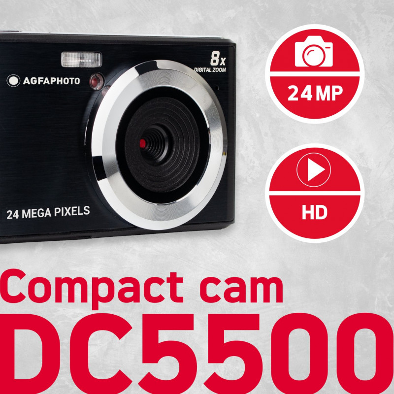 AGFA DC5500 24MP 8x Zoom Compact Digital Camera Black