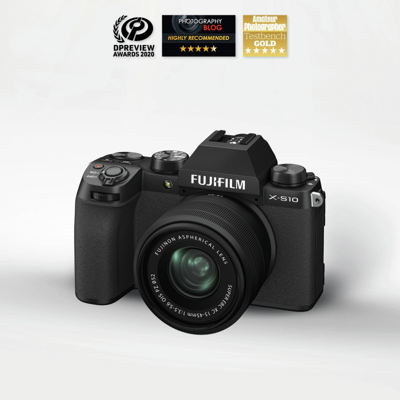 Fujifilm X-S10 Mirrorless Camera with 15-45mm Lens - Black