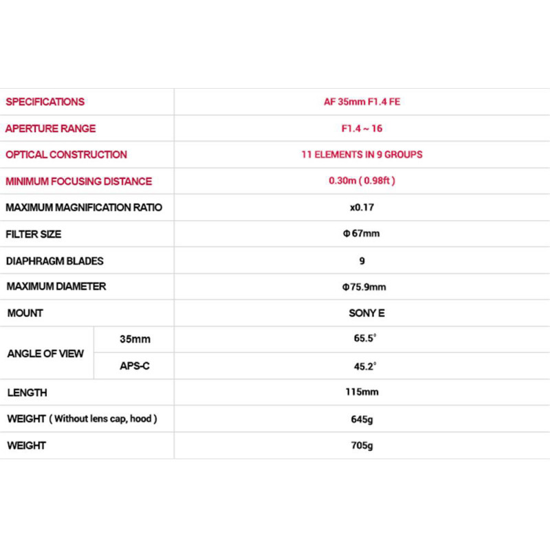 Samyang AF 35mm f/1.4 FE Lens Sony E