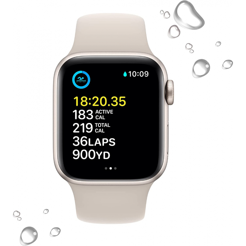 Apple Watch SE 2022 2nd Generation (GPS, 40mm) - Starlight Aluminium Case with S/M Starlight Sport Band