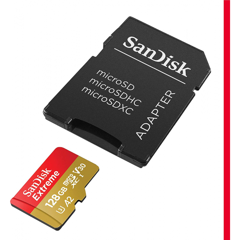 SanDisk Extreme 128GB microSDXC Memory Card (A2, Class 10, UHH-I, U3, V30)