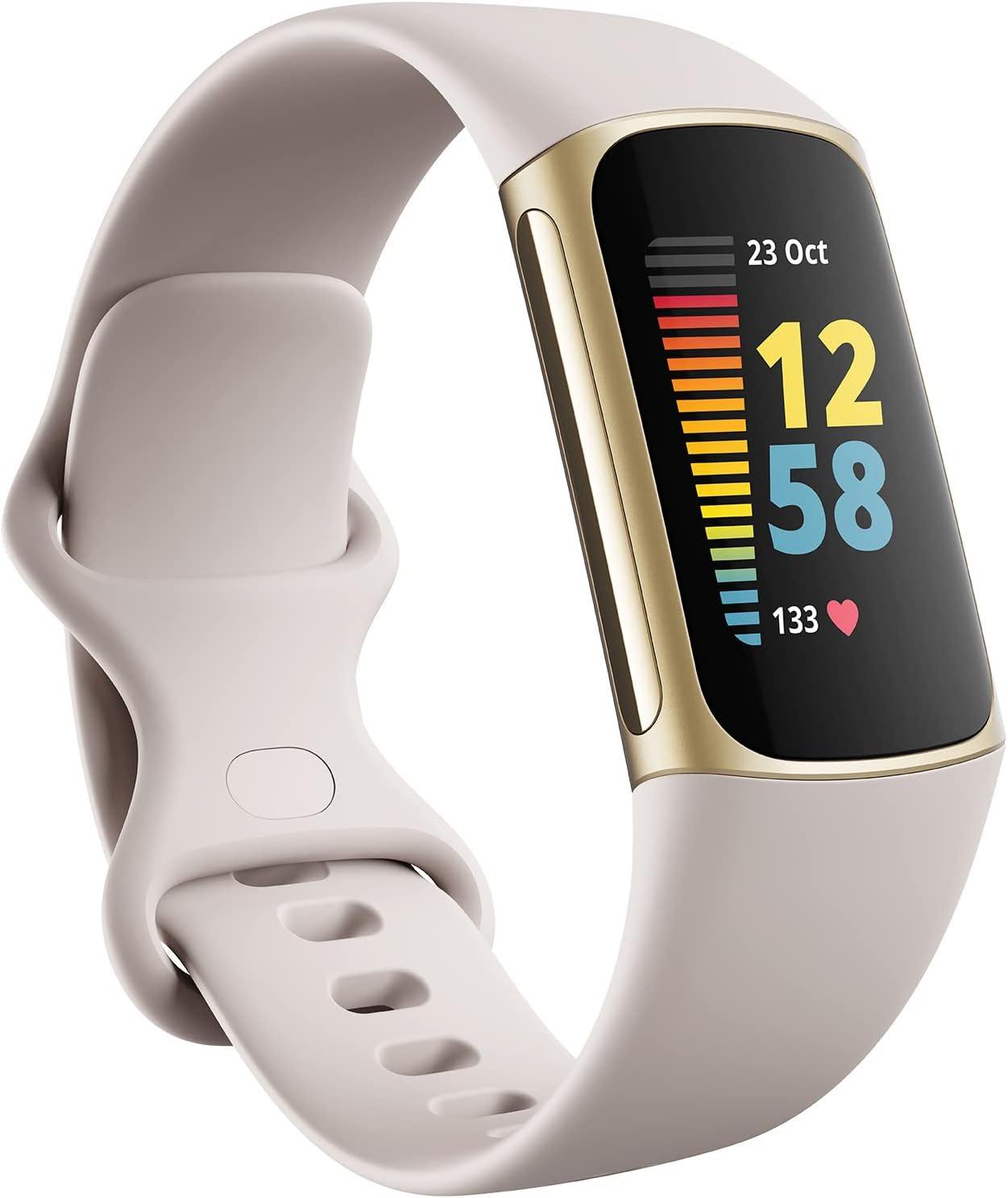 Fitbit Charge 5 Activity Tracker - Lunar White/Soft Gold