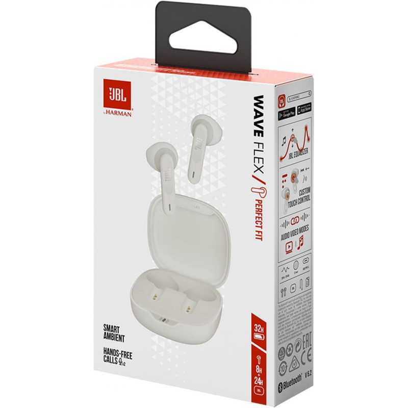 JBL Wave Flex, In-Ear Wireless Earphones - White
