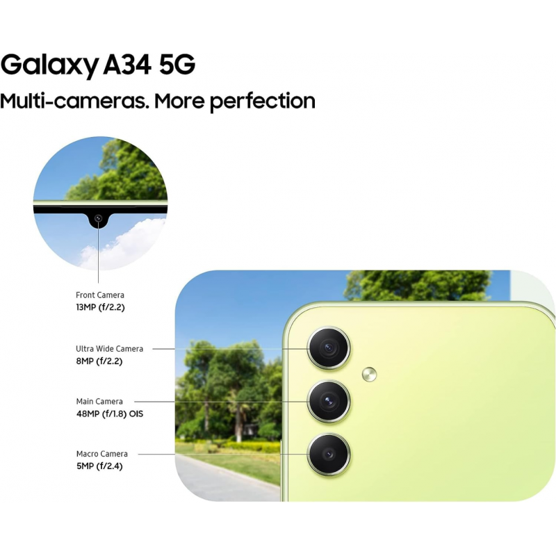 Samsung Galaxy A34 5G Smartphone (Dual-SIMs, 8+128GB) - Lime