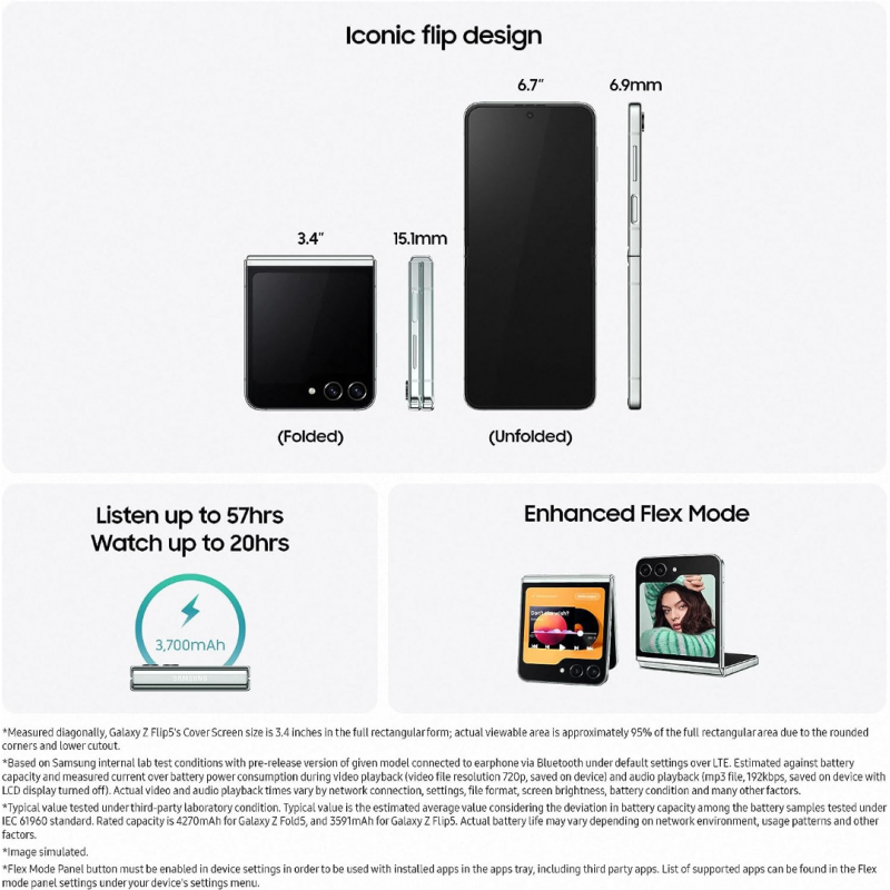 Samsung Galaxy Z Flip 5 5G Smartphone (8+256GB) - Mint