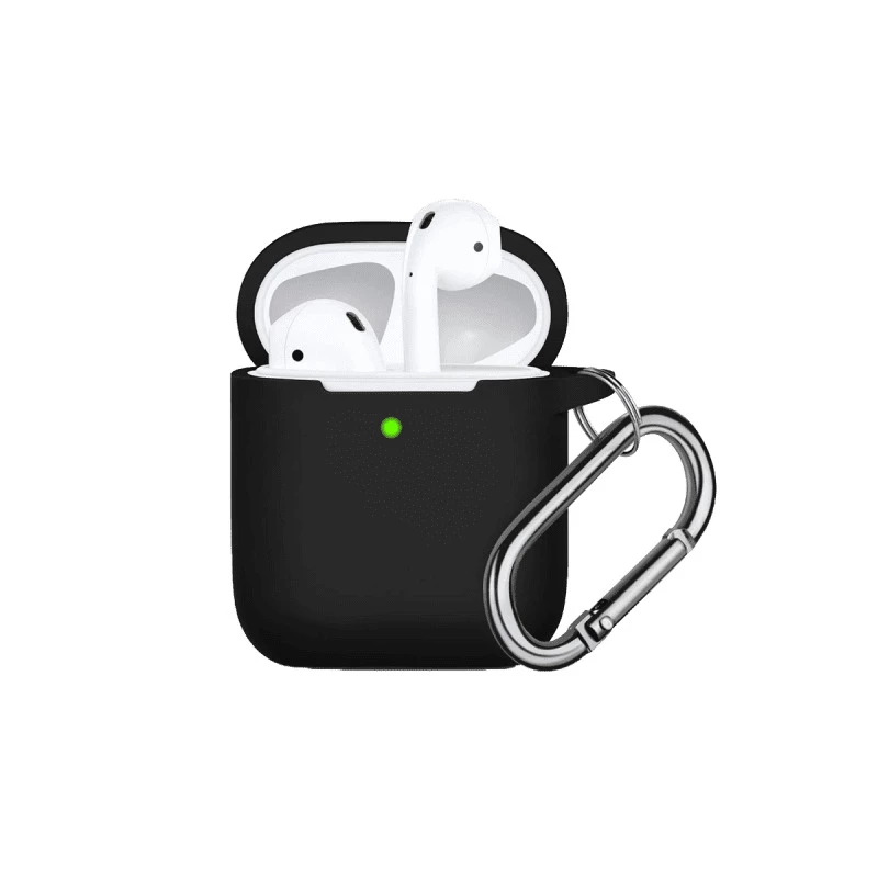 Liquid Silicone Case for Apple AirPods  - Black with Keychain